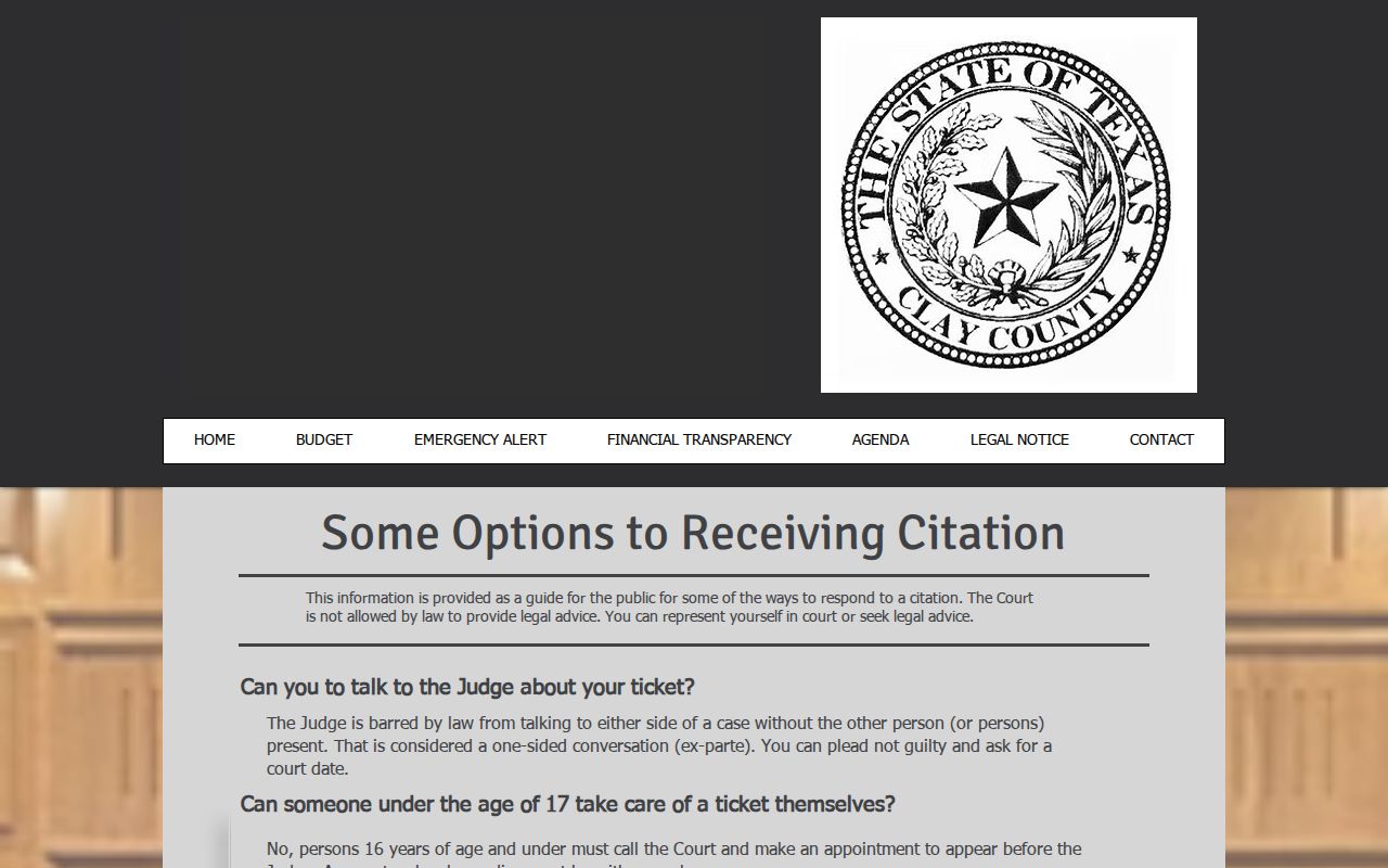 Clay County traffic warrant response: Justice Court citation options