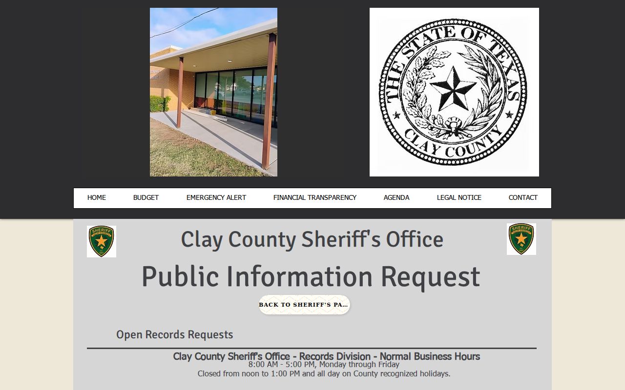 Clay County active warrant records: Sheriff's Office Records Division request details